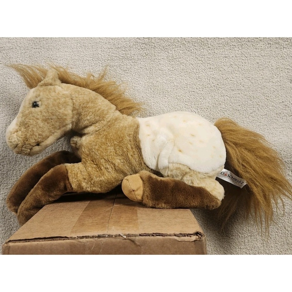 FAO Schwarz Horse Plush 15" White Tan Mane Stuffed Animal